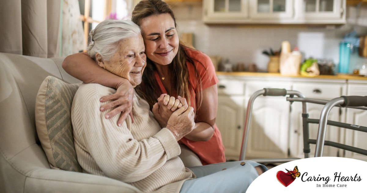 Caregiver supporting an elderly woman in the transition to senior home care