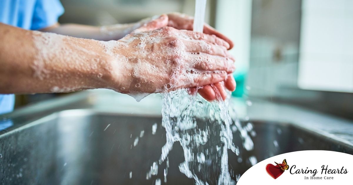 Observing hand hygiene as a part of caregiver wellness during flu season.